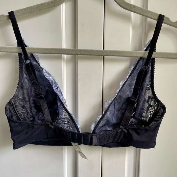 Free People Intimately Blue and Black Unlined Lace and Mesh Bra 34D - Picture 4 of 7